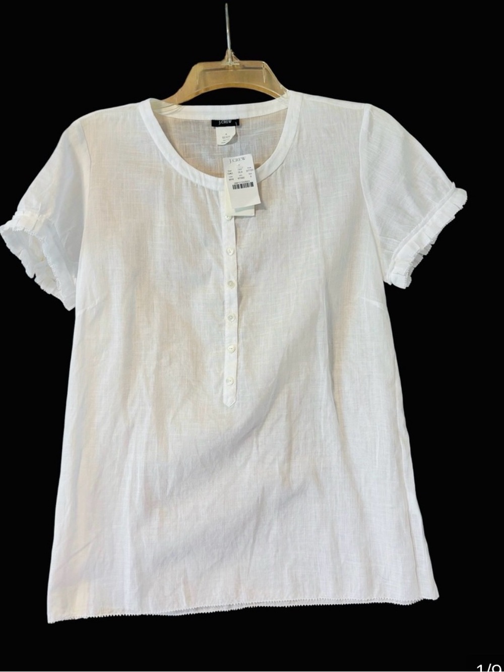 NWT J. Crew Sheer Gauze 5 Button Popover Blouse Size 6 White